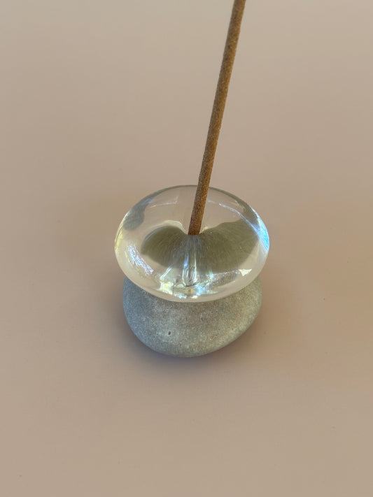 Glass Bubble Incense Holder ~ Clear